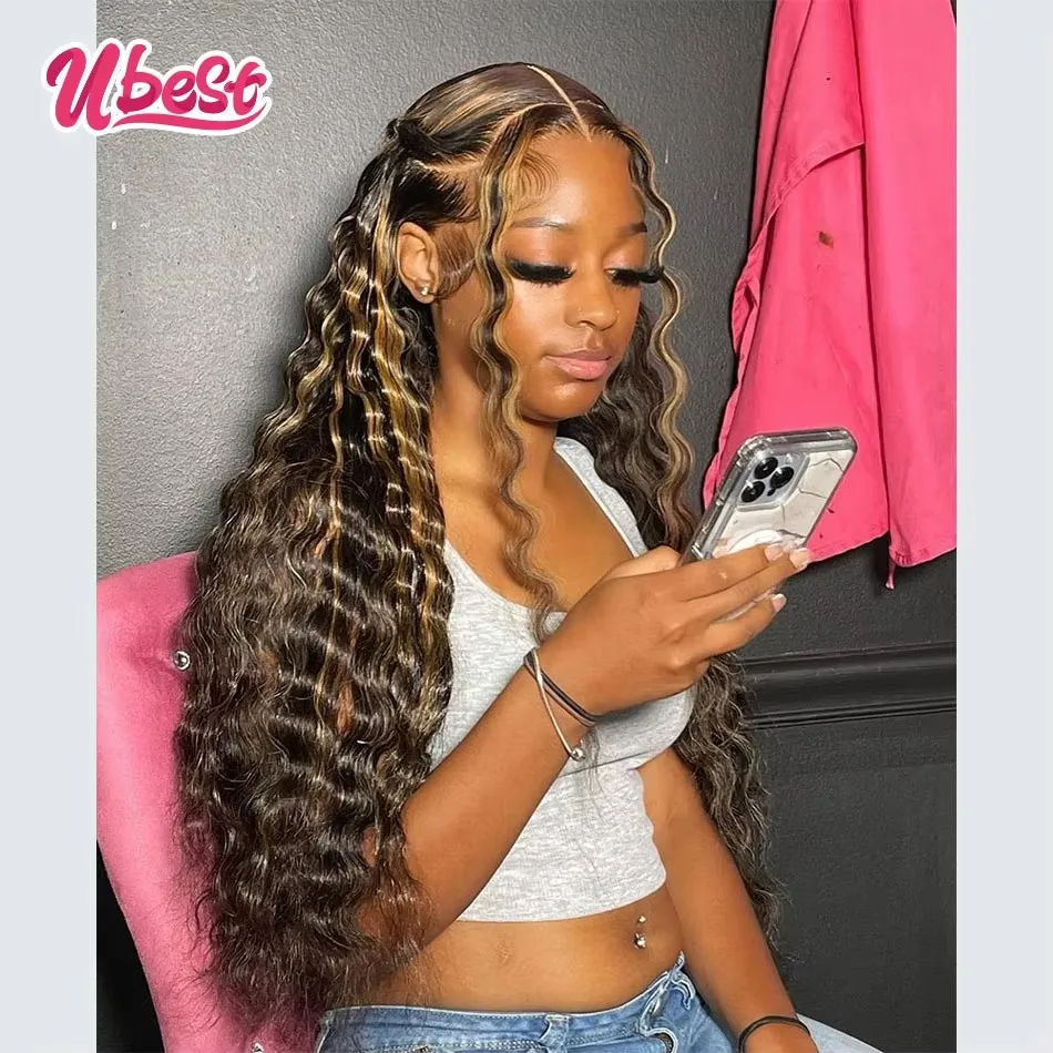 

Ubest 13X6 Transparent Lace Front Wigs Loose Deep Wave 100％ Human Hair 1B/27 Colored 5X5 Lace Closure Wig Pre Plucked For Women