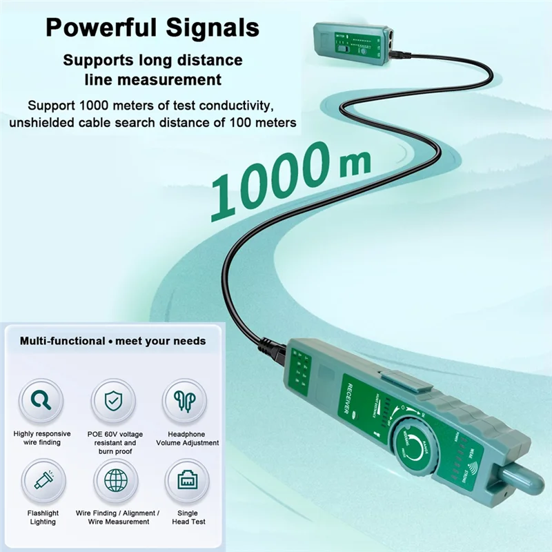 SUNRI-Ethernet LAN Network Cable Tracker Detector High Precision RJ45 RJ11 Line Finder Wire Tester