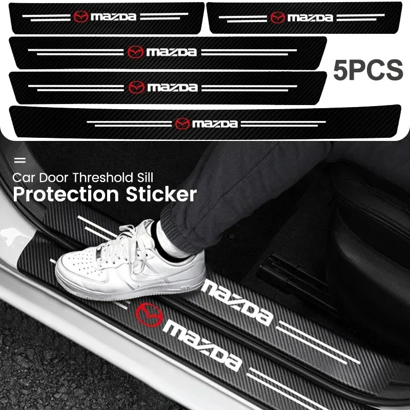 

Carbon Fiber Leather Door Sill Anti Scratch Trim Sticker for Mazda 3 6 2 CX-5 CX-30 CX-50 CX-90 CX-80 MX-5 Atenza Axela