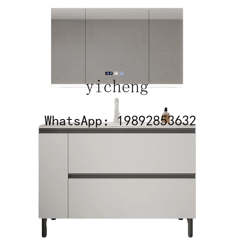 rock slab hot bending integrated basin bathroom cabinet combination honeycomb  bathroom hand  face wash basin drawer cabinet