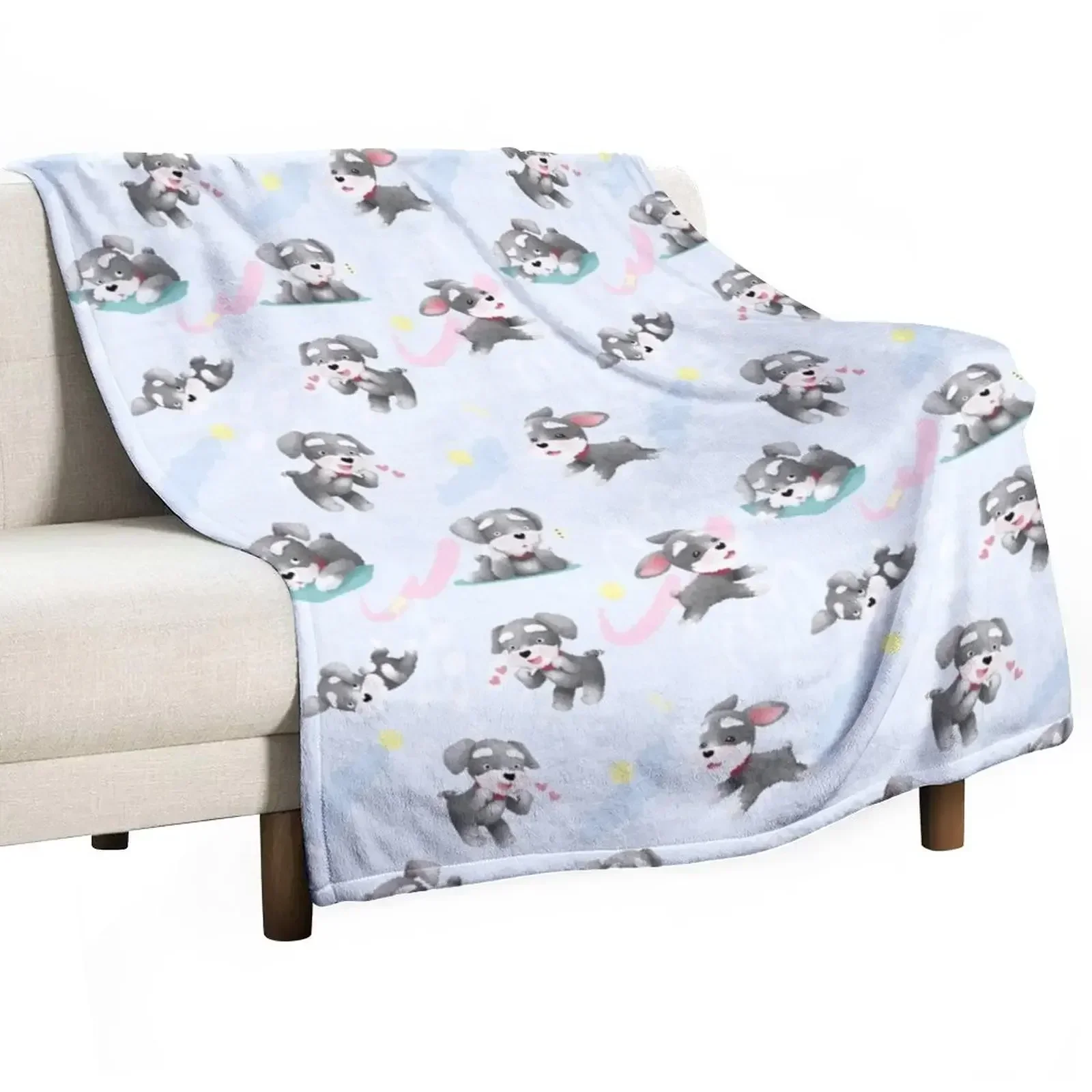 Miniature Schnauzer Dog Pattern Throw Blanket Flannel Fabric Beach Luxury St for babies Blankets