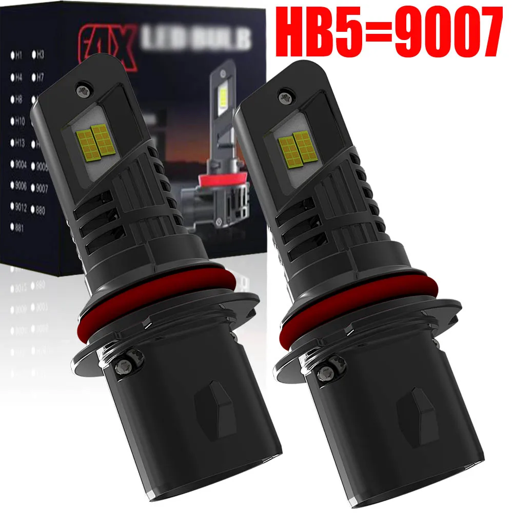 

2 шт. светодиодные лампы HB5 9007 PX29t для автомобильных фар, 6000K, белые, суперяркие, противотуманные фары для мотоциклов, 12В, турбо-диоды, без адаптера, ближний/дальний свет