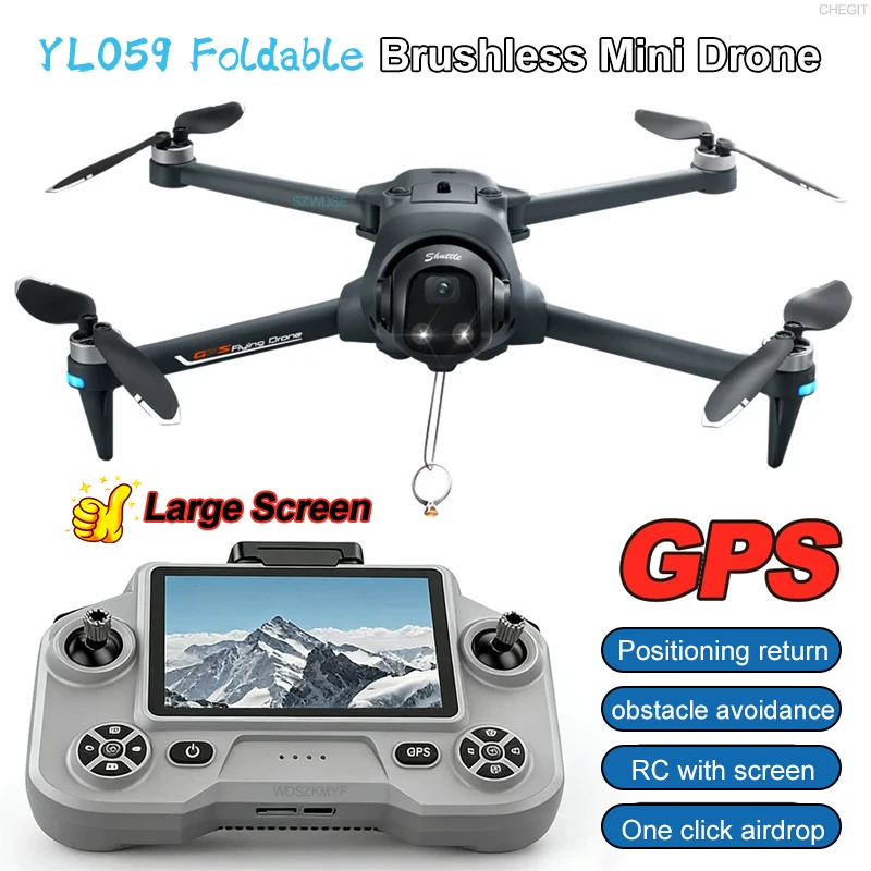 

НОВЫЙ YL059 GPS Дрон с экраном 8K Профессиональный 5G HD Двойная камера для фотосъемки Бесщеточный Складной RC Дистанция 3 км Квадрокоптер Игрушка