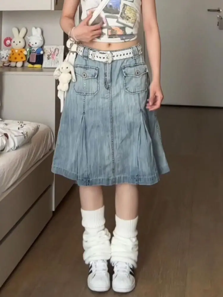 

Американские джинсовые юбки Fairycore 90-х годов Gyaru Acubi Alt Grunge Subcultural Y2k Джинсы Slim Faldas Mujer Streetwear Chic