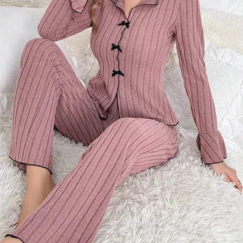 Women\'s Two-piece Pajamas Autumn And Winter Home Warm Casual, Fashionable And Wearable Home Clothes Set For Women