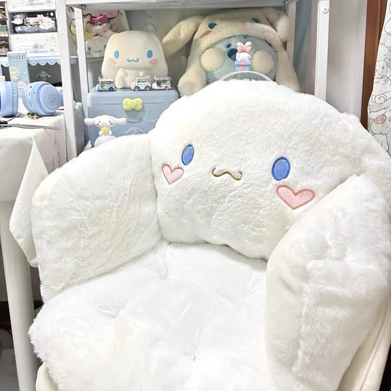 Sanrio Cushion Kuromi Cinnamoroll Winter Plush Half Surrounded Kawaii Backrest Dormitory Office Non-slip Chair Pillow Decor Gift