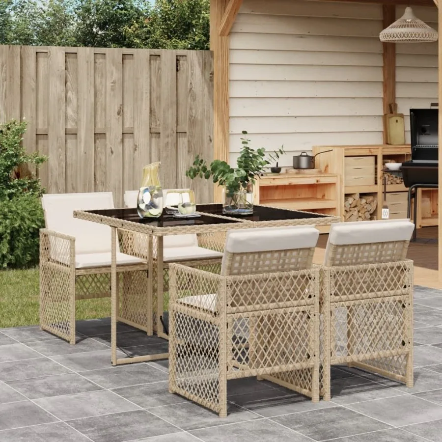 

Garden Dining Set Beige Cream white
