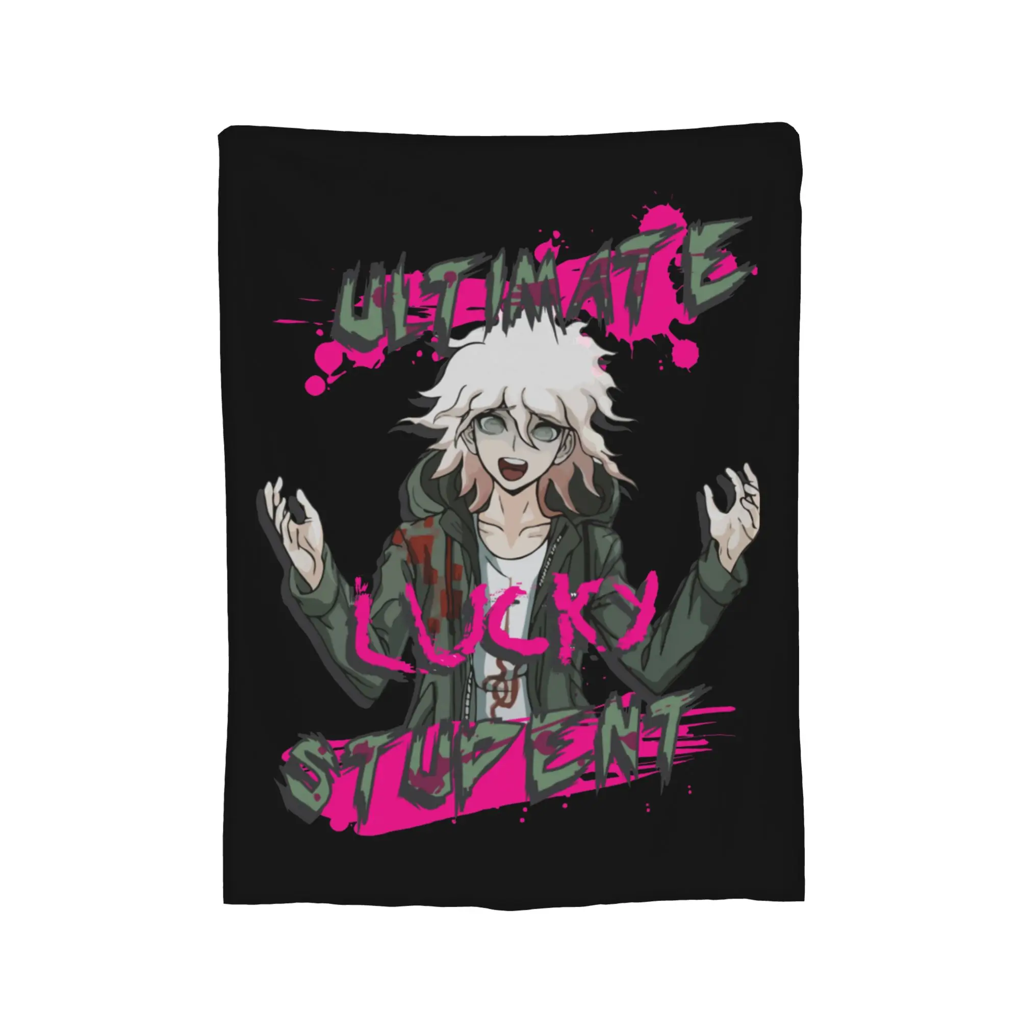 Nagito Komaeda The Ultimate Lucky Student Blanket Velvet Print Danganronpa Soft Throw Blanket for Home Car Bedspread