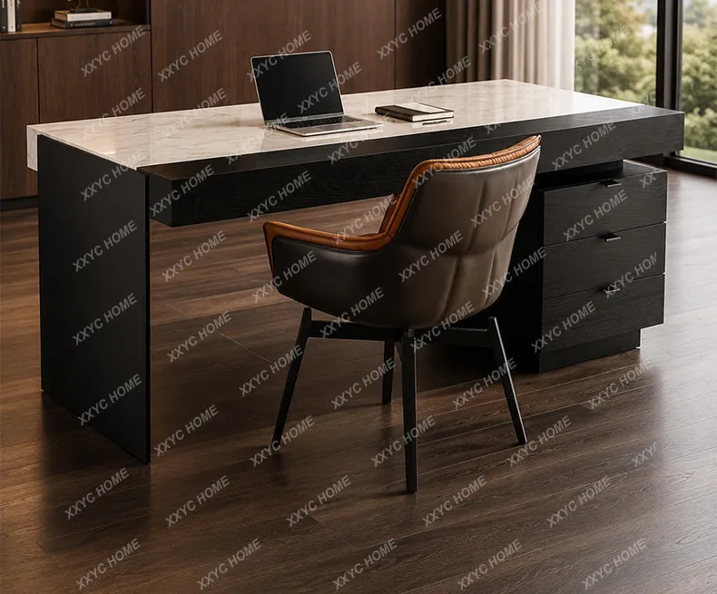 LS marble light luxury  minimalist living room sofa back computer desk designer desk