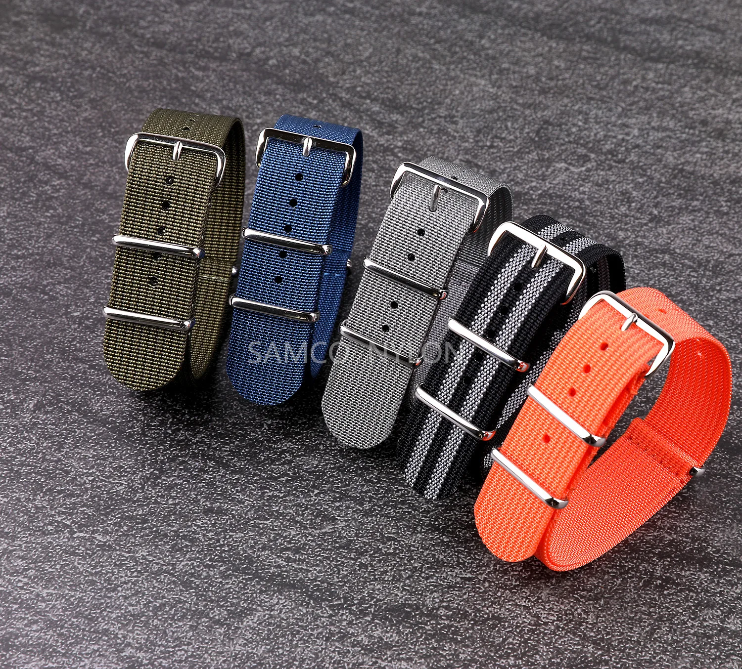 Geripptes Nylon-Uhrenarmband, 18 mm, 20 mm, 22 mm, bequeme Uhrenarmbänder, Schlaufe, militärisch, waschbar, für Herren-Uhrenarmbänder – Detail 4