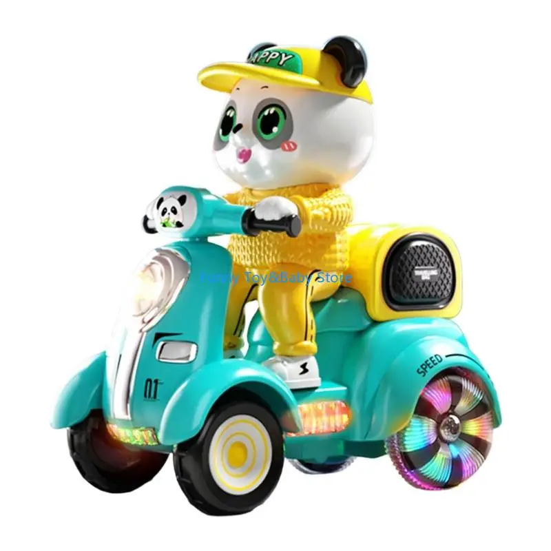 

Electric Panda And Scooter Toy With LED Lights Music For Christmas Holiday Decoration Family Party Interactive Kids Gift C90B
