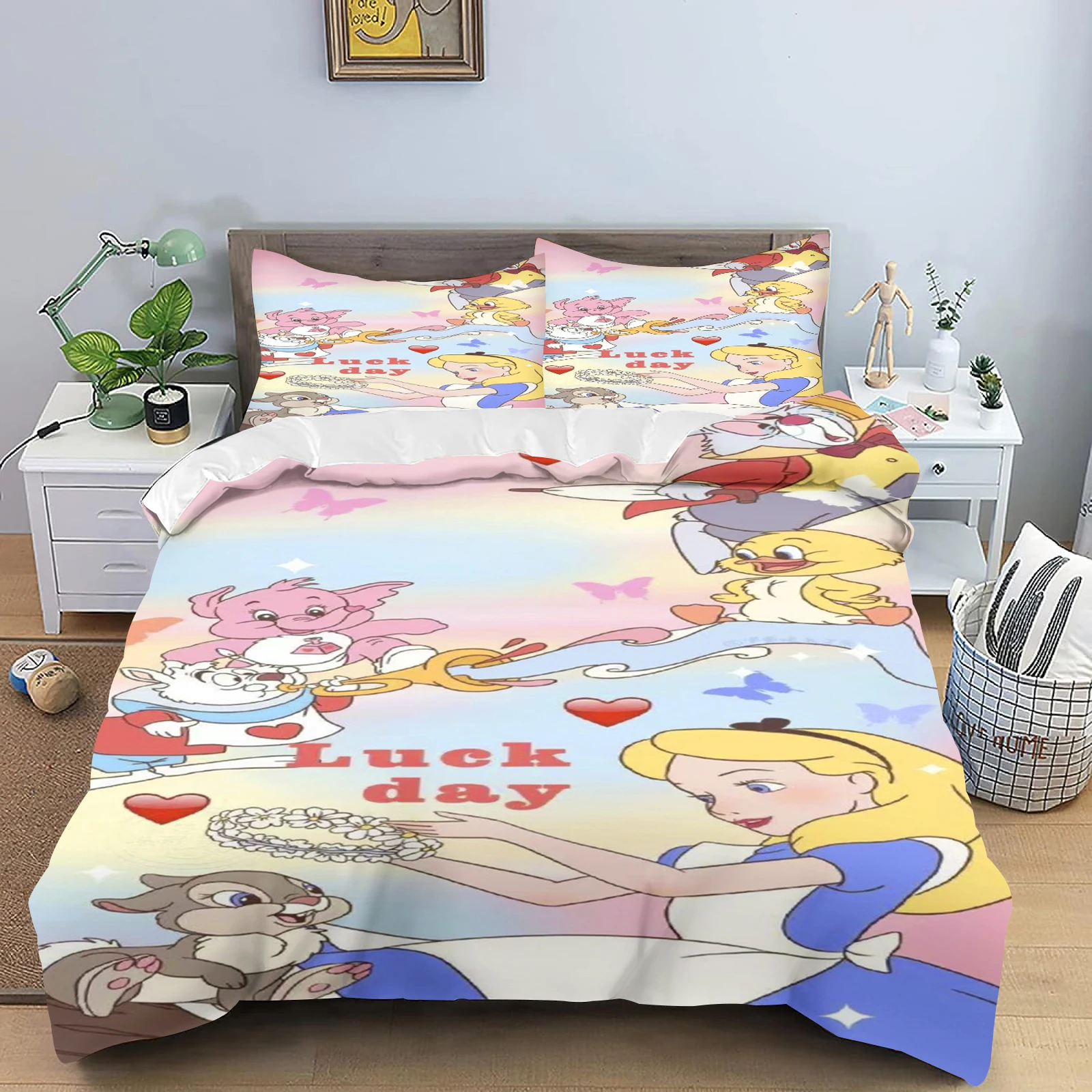 

Alice in Wonderland Duvet Cover Set Disney Childern Home Boys Girls Cartoon Co-branded Jerry Mouse Modern 2 Piece Bedding Sets