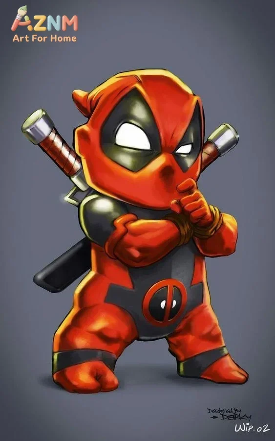 Deadpool Cartoon Canvas Wall Art Funny Super Hero Comic Print Poster for Boys Bedroom Game Room Home Wall Decor