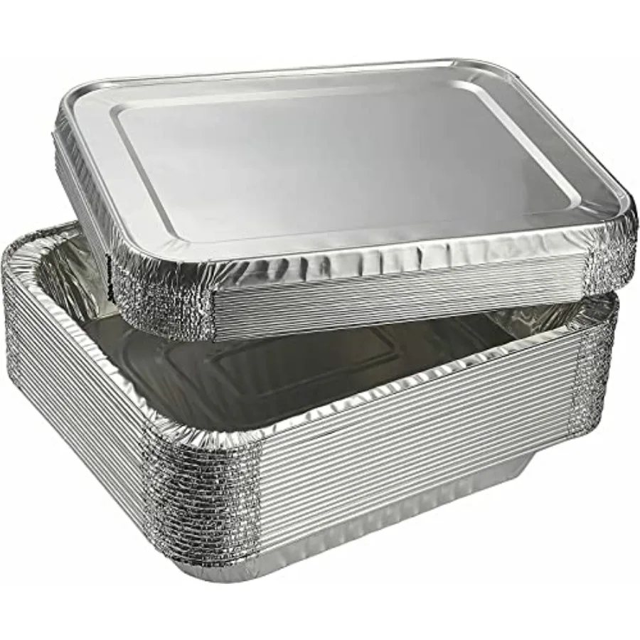 

100 упаковок, половина размера 9 x 13, алюминиевый глубокий паровой стол, одноразовые сковороды из фольги, обычный вес 35 калибра, прочный, экологически чистый, для приготовления пищи