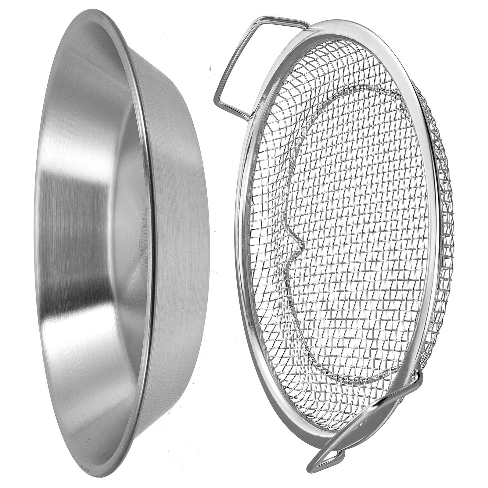 

1Set Oil Draining Plate Stainless Steel Food Holder Double Layer Snack Serving Dish for Fried Chicken Fries Grilled Food Dessert