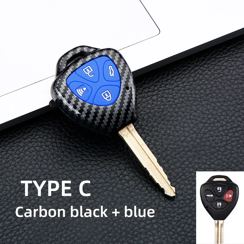 2/3/4Button Carbon Car Key Case Cover for Toyota Auris HiLux Corolla Fortuner Prado Verso Camry Yaris Vitz Vios Ractis RAV4 208