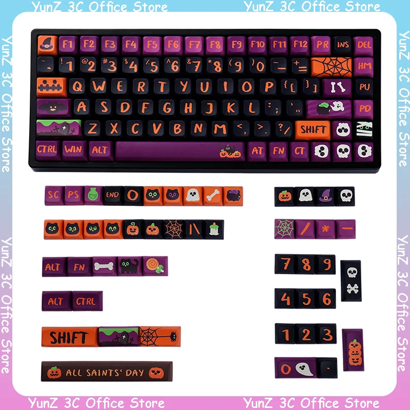 Halloween Peripherals Halloween Mechanical Keyboard Keycaps Xda Height 135 Keys Halloween Keycaps Halloween Decorations