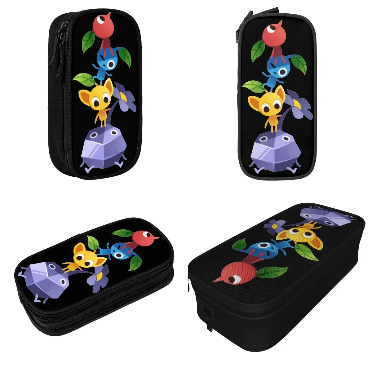 Large-capacity Pen Box Funny Pikmining Meme Office Accessories Gamecube Double Layer Pencilcase Girl Make Up Bag Suprise Gift