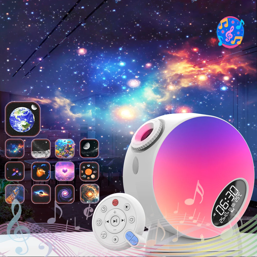 

Проектор планетария, ночник, звездный проектор с дисплеем часов, функцией Bluetooth и 15 типов белого шума во время сна