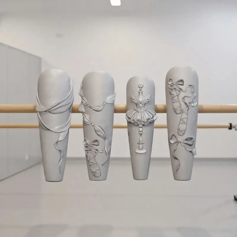 Moule 3D en Silicone pour Nail Art, pour bricolage, chaussures de ballet et nœud en ruban, modèle de sculpture Transparent