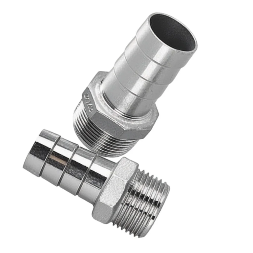 2Pcs 304 Stainless Steel Hose Barb Fitting 1/4 NPT Male Thread Connector For Water Air Gas Pipeline Plumbing Accessories
