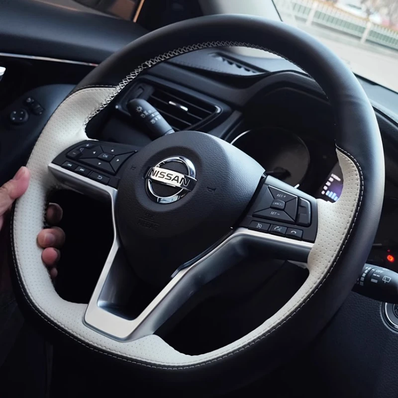 

For Nissan Altima Qashqai SYLPHY TIIDA Sunshine Loulan steering wheel handle cover hand sewn leather