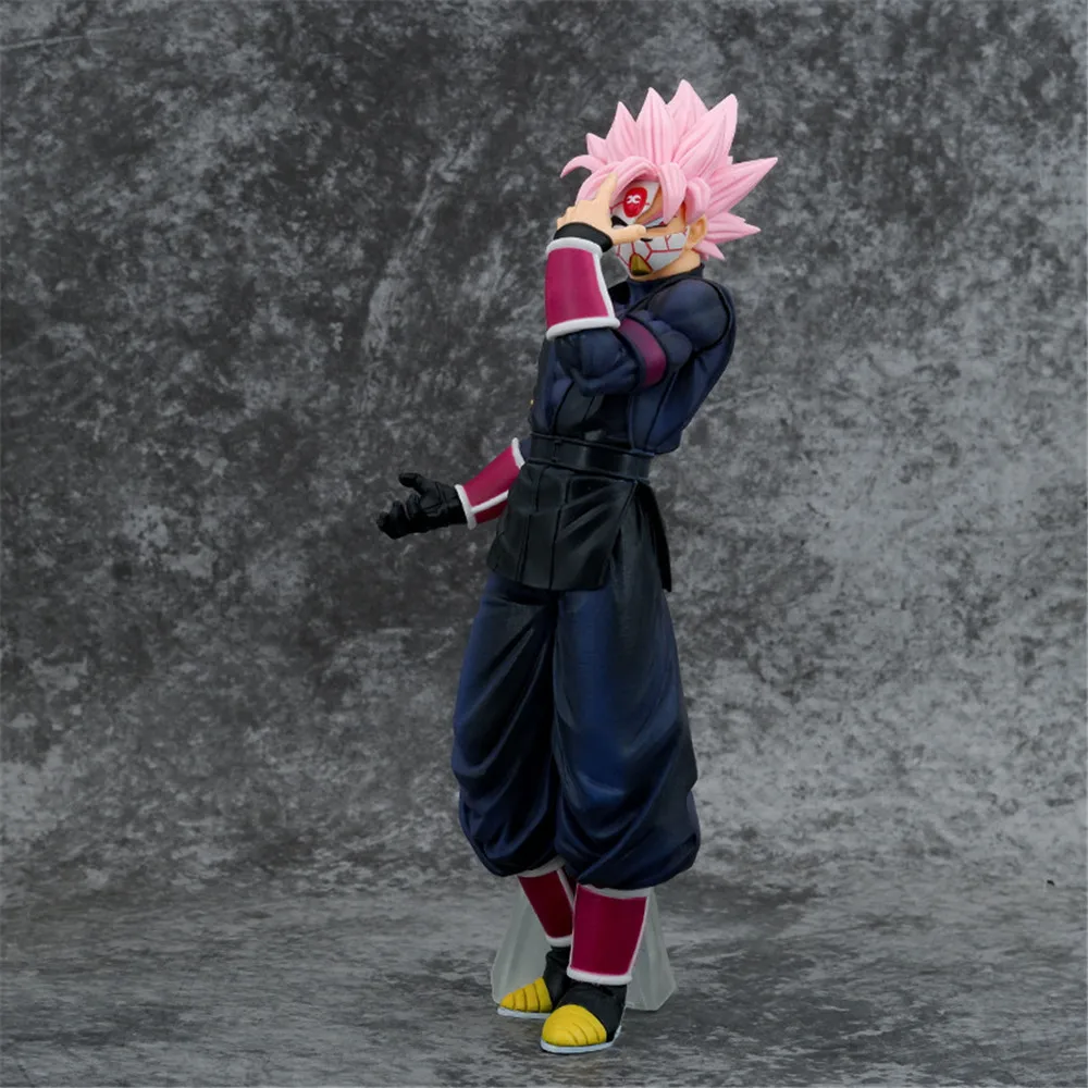 26cm Anime Dragon Ball Z Super Saiyan Pink Hair Mask Son Goku Black Zamasu PVC Action Figure Collection Model Doll Toys Gifts