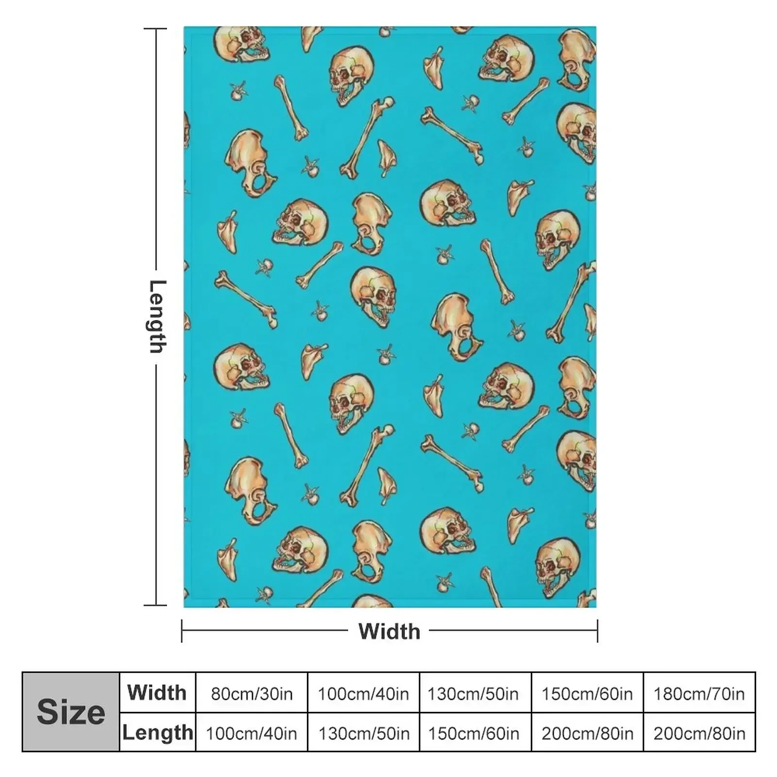New Bones (Teal) Throw Blanket Flannels Extra Large Throw Quilt Flannel Fabric Hair Travel Blankets
