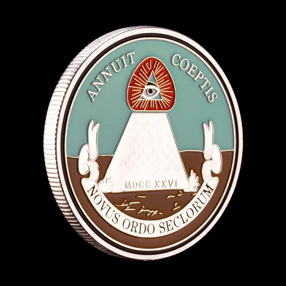 1870 Annuit Coeptis NOVUS ORDO SECLORUM Free Masonry Silvery Plated Souvenir Coin Special Gift Badge Crafts