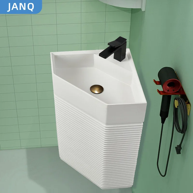 New artificial stone pillar type wash basin, bathroom balcony polygonal column basin art wash basin integrated