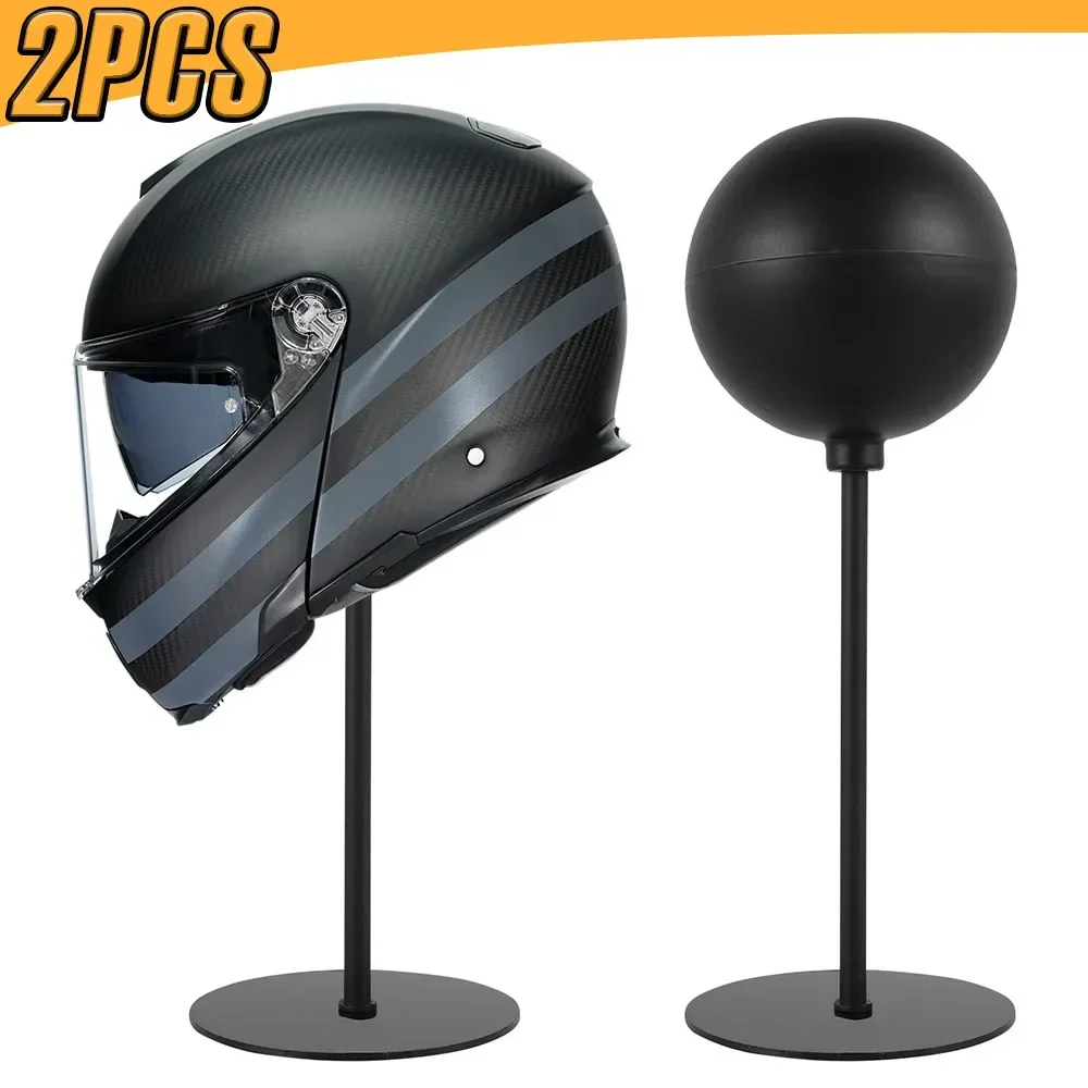 2Pcs Helmet Stand Metal Motorcycle Helmet Display Holder with Stable Base Desktop Helmet Stand Floor Standing Hat Storage Rack