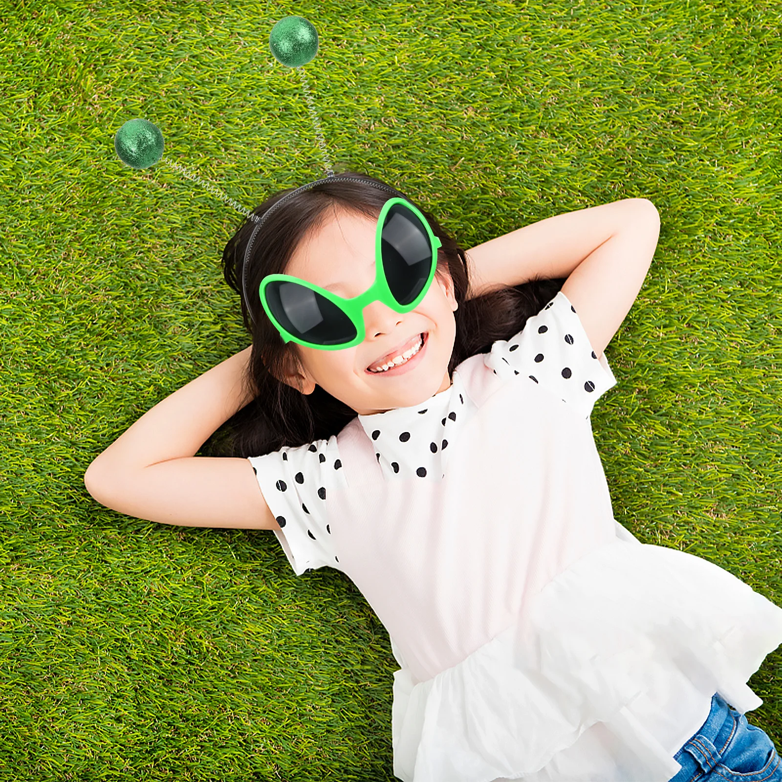 1 Set Antenna Headband Glasses Rainbow Lens Funny Eyeglasses For Halloween Party Costume Props Cosplay Accessories Martian