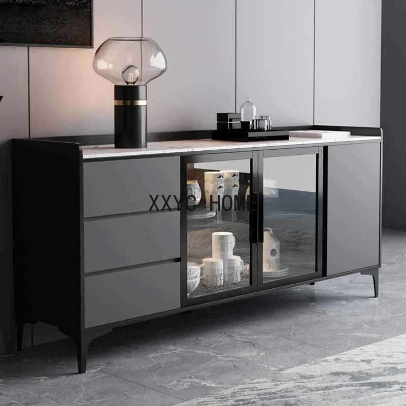 

Nordic Rock Board Sideboard Solid Wood Wine Cupboards Modern Minimalist Kitchen Furniture Living Room Marble Kitchen Furniture