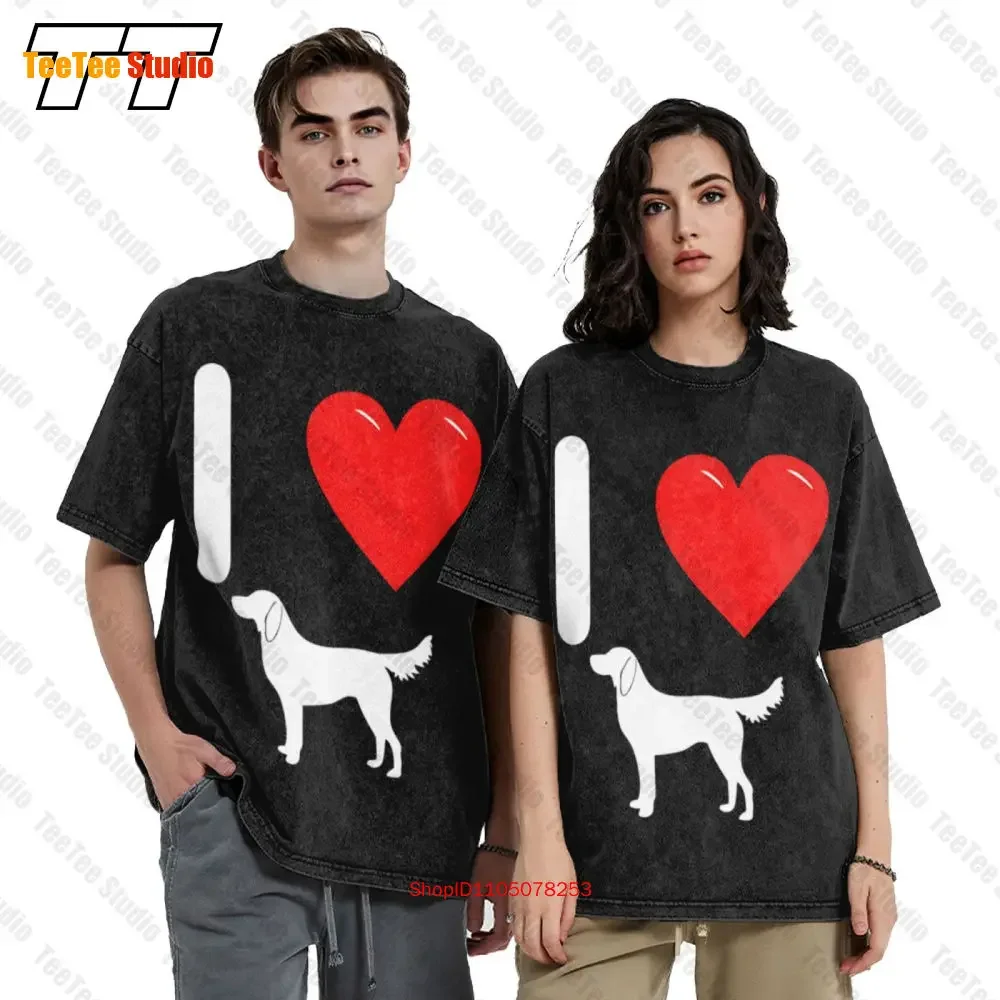 I Love Flat Coated Retriever Silhouette Vintage Oversized T-Shirt 0XL9