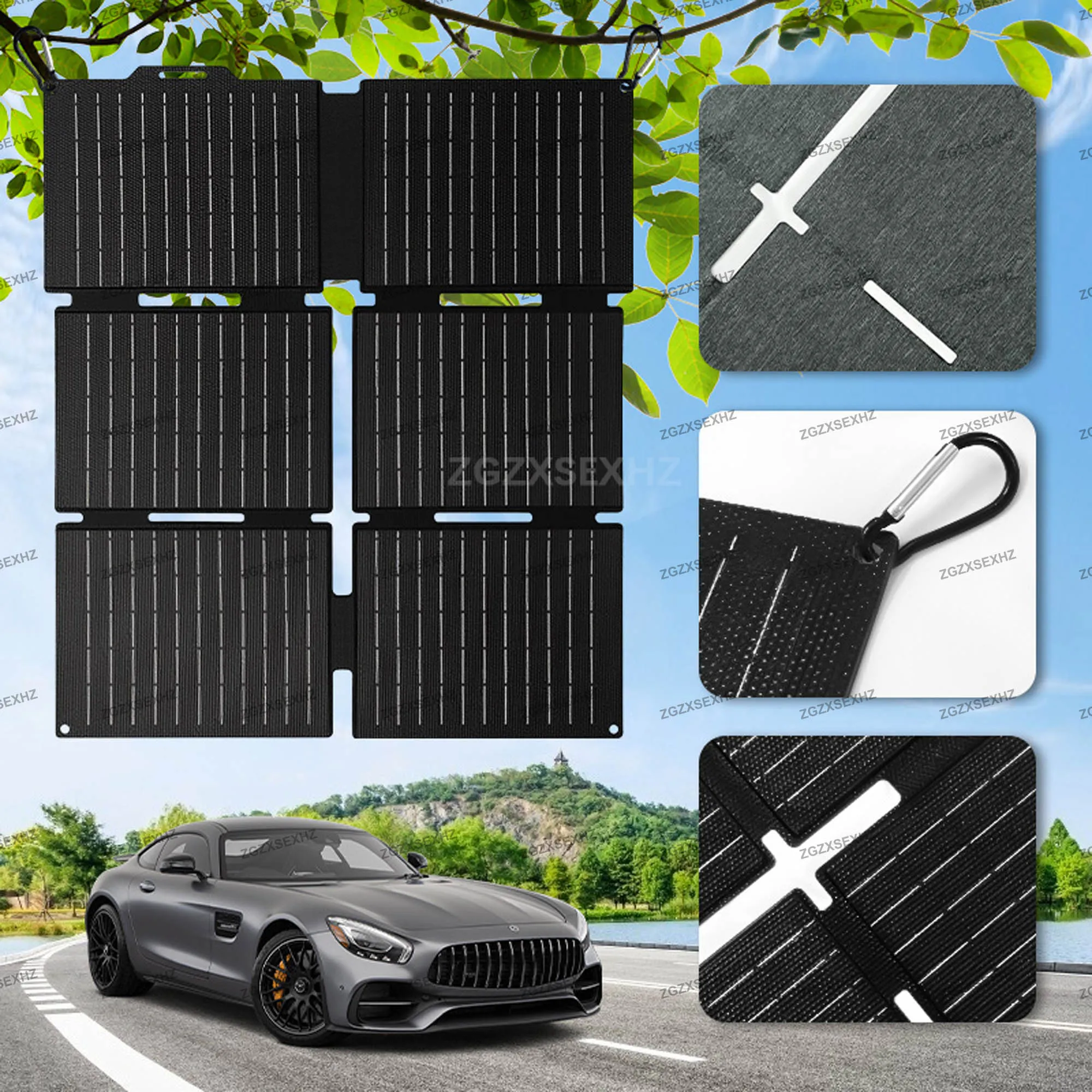 30 واط المحمولة طوي ETFE شاحن لوحة طاقة شمسية للتخييم في الهواء الطلق مقاوم للماء مع بطارية الطاقة الشمسية USB للهواتف لقارب RV