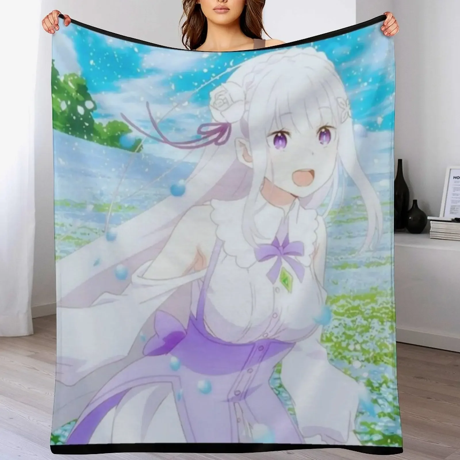 

Re Zero Emilia Throw Blanket Luxury St Hair Flannels Heavy Blankets