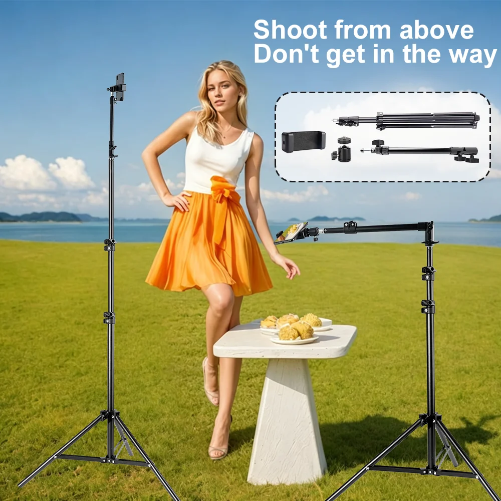 Photography Lighting Angles - ขาตั้งไฟถ่ายภาพแบบหมุนได้ ปรับมุมได้หลายระดับ พร้อมเสาตรงกลาง 63 นิ้ว/160 ซม.