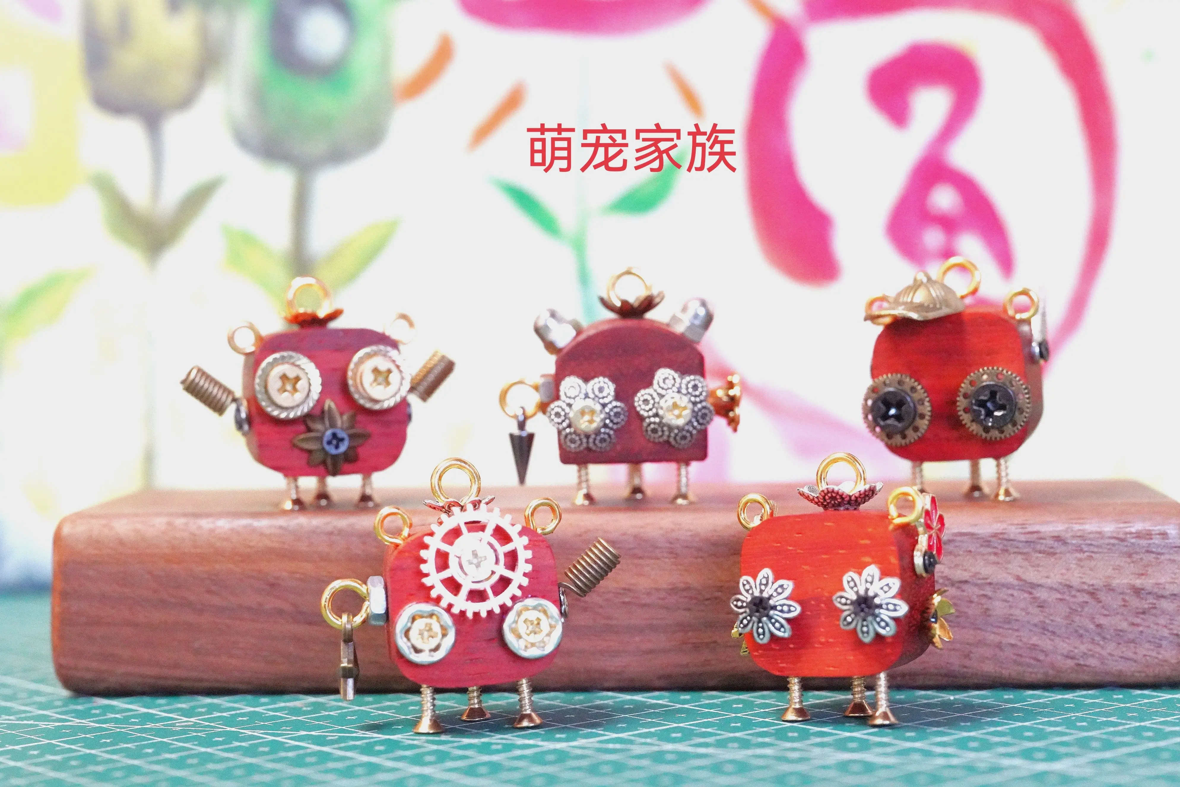 

Cute Pet Family DIY Figure, Bag Pendant, Keychain, Personalized Punk Robot Parent-child Activity Handmade