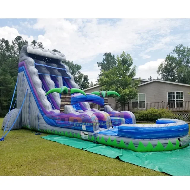 

Backyard commercial banzai kids adult park palm bouncer giant inflatable pool water slide with pool