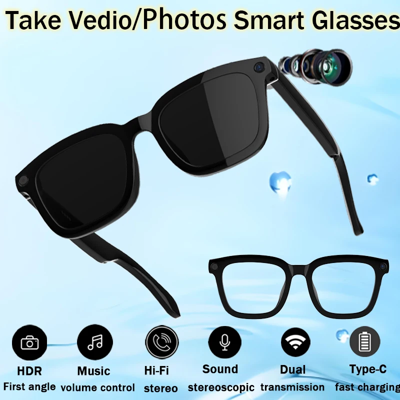 

Спорт 2024 года, фотографии Vedio, умные очки, камера Super HD, голосовой помощник, интеллектуальный перевод, Hi-Fi стерео умные очки