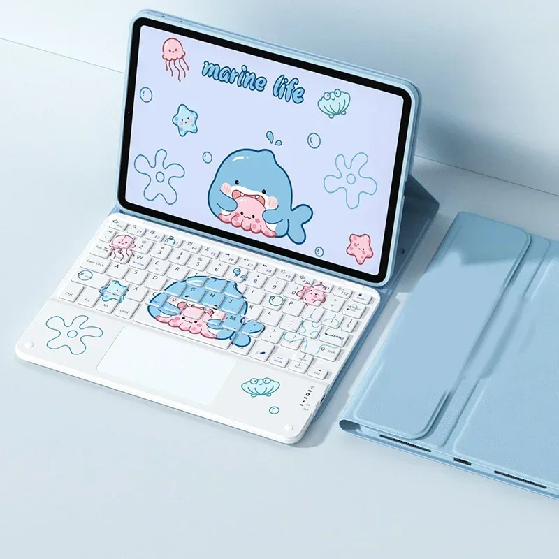 Funda para IPad de oso de dibujos animados, teclado Bluetooth para tableta Air Pro de 10. a generación 2024, 11 pulgadas, funda para Ipad 19, 20, 10,2 pulgadas, teclado silencioso