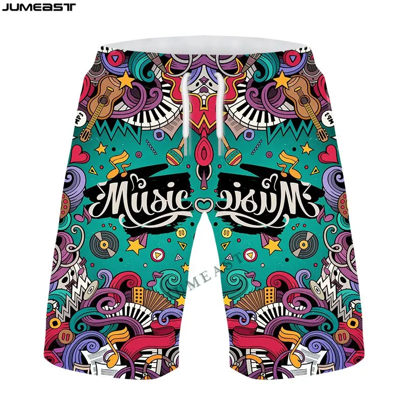 Jumeast Men Women 3D Oversized Male Female Creative Music Poster Hip Hop Punk Shorts Trunks  Beach Casual Sweatpants Short Pants