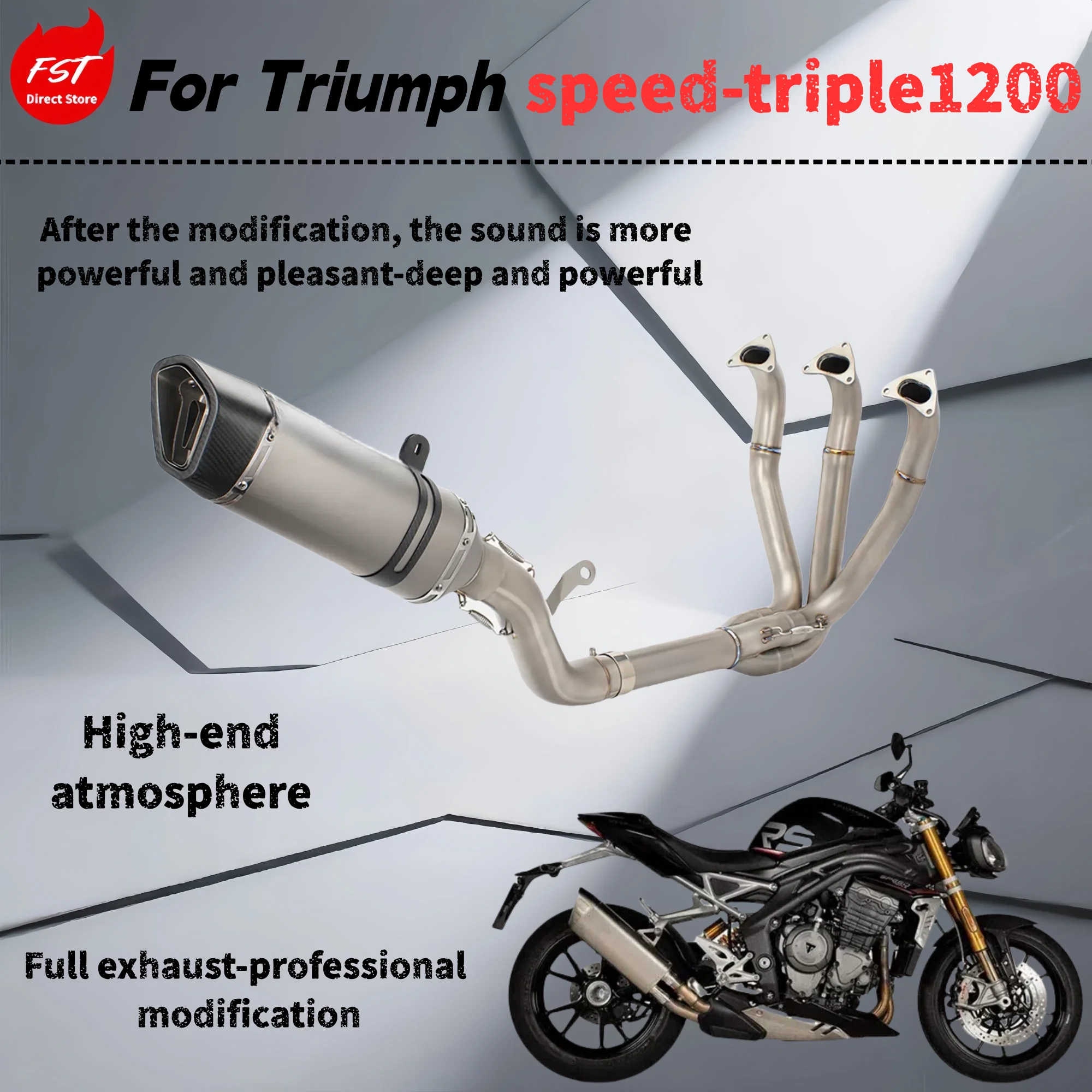 

For Triumph StreetTriple1200- Modified multi-stage exhaust pipe - Deep, deep and powerful sound