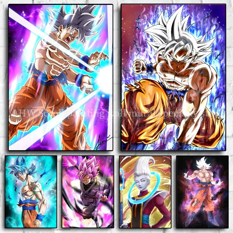 Dragon Ball Goku Black Goku Whis HD Poster Living Room Background Wall Decoration Painting Customized Gift Anime Mural