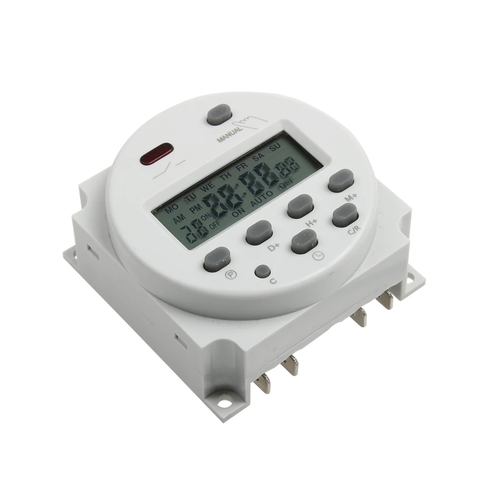 No lock CN101A AC DC 12V rotondo digitale LCD Timer di potenza settimanale programmabile elettronico relè di tempo interruttore 8A a 16A CN101