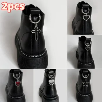 2szt Metal Hollow Stars Cross Hearts Pendant Boots Shoes Buckles Decoration Party Diy Snap Hook Women Shoes Accessories Zapatos