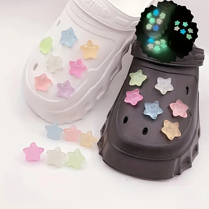 7pcs Glow-in-the-Dark Star Shoe Charms Easy Install Fun DIY hole shoes Buckles for Hole shoes