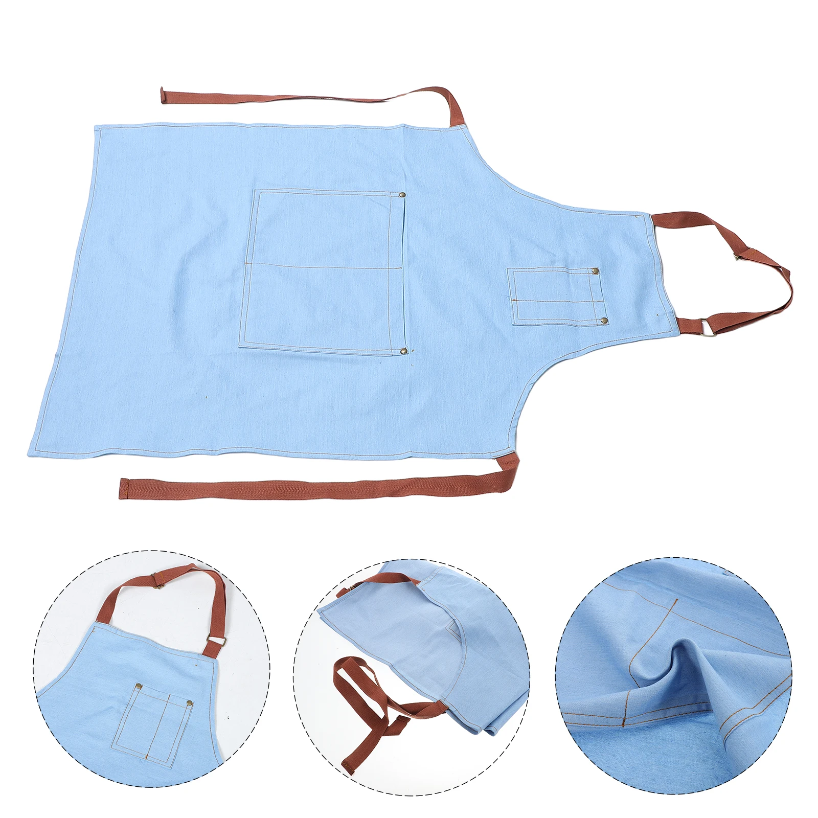 

Stylish Denim Apron For Women Men Chef Coffee Kitchen Family Workshop Laundry Hair Stylist Retro Work Cloth Protection