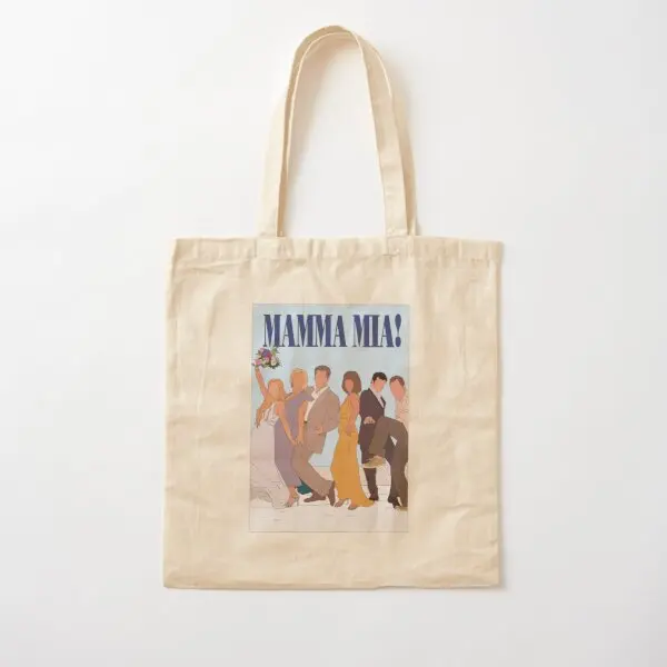 Mamma Mia Poster Outline Cotton  Canvas Bag Handbag Unisex Printed Tote Fabric Fashion Grocery Reusable Travel Shopper Women