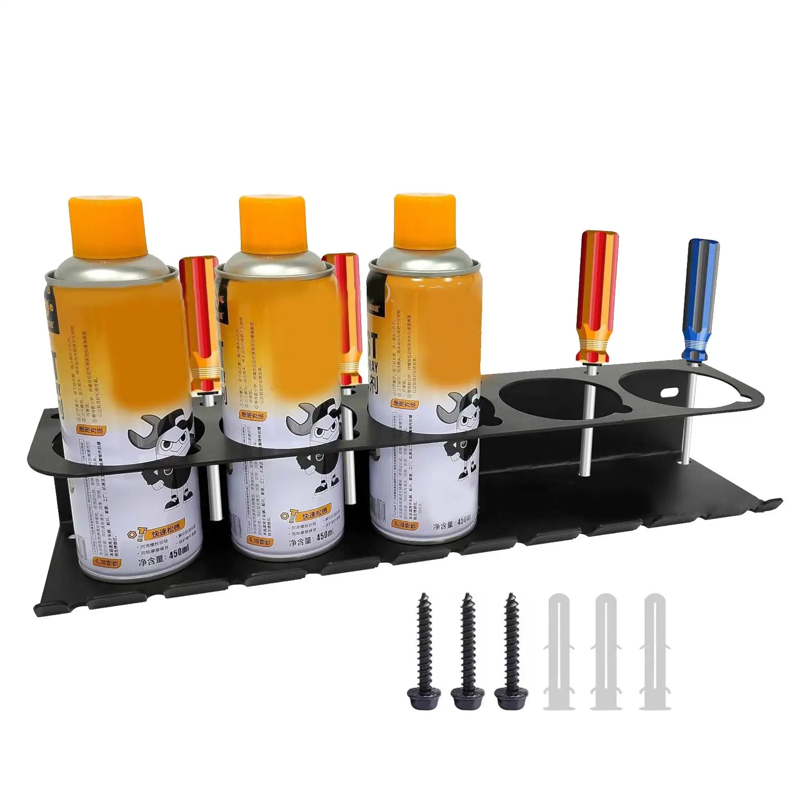 Wall Mounted Rack for Spray Can Wall Mounted Storage Rack Spray Can Holder Rack Steel Auto Detailing Organizer Tool 5 Holes